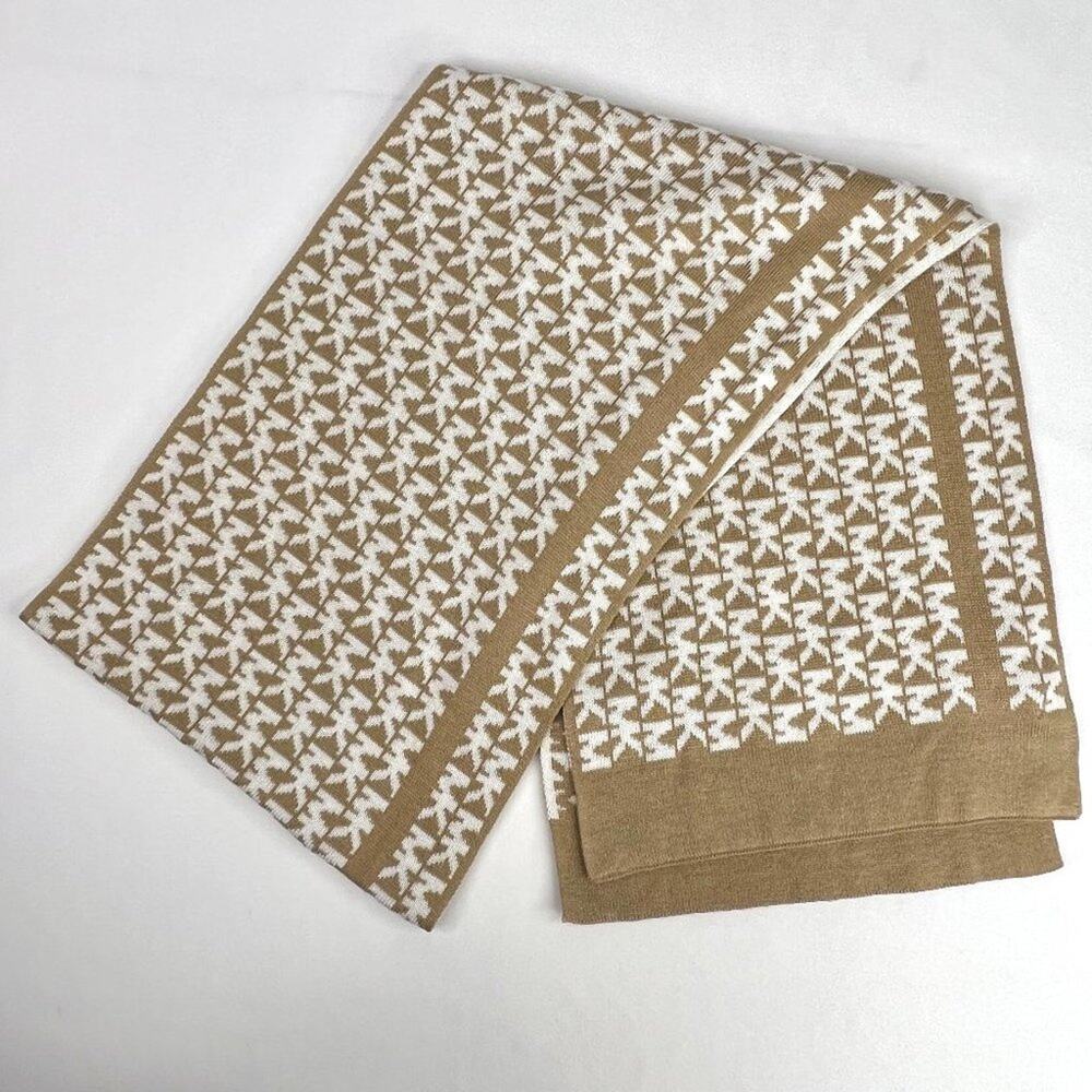 Michael Michael Kors Tan & White Logo Scarf